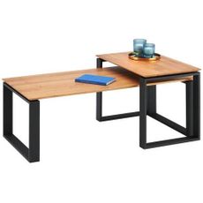 Hom`in SADA KONFERENČNÝCH STOLÍKOV, čierna, farba duba, drevo, kov, 65-110/40/40-50 cm