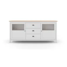 Biela nízka komoda z borovicového dreva 180x80 cm Misti – Marckeric