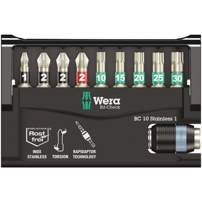 Wera 073630 Nerezové bity 1/4" Bit-Check 10 Stainless 1 SB (sada 10 kusov)
