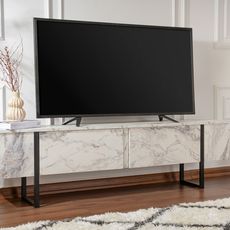 Elegantný televízny stolík Serenity 180 cm, mramor freesia s čiernou