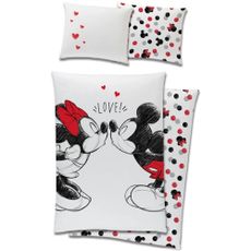 Bavlnené posteľné obliečky Minnie & Mickey Mouse - motív Love - 100% bavlna Renforcé - 90 x 70 cm + 140 x 200 cm