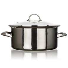 Banquet Hrniec smaltovaný METALLIC Black 22 cm, 3,75 l, s pokrievkou, 22 cm