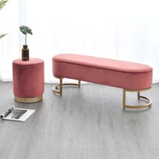 KONDELA Mirila New čalúnená lavica ružová (Velvet) / zlatá