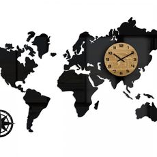 ModernClock 3D nalepovacie hodiny Continents čierne