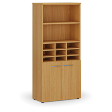 Triediaci regál s dverami PRIMO WOOD, 800 x 420 x 1781 mm, 9 priehradok, buk
