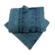Žakarový froté uterák modrý srdiečko 50x90cm TiaHome