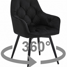 Otočné jedálenské kreslo JORK360 VELVET, čierne