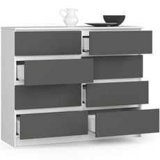 Komoda K120 8SZ - biela/grafit