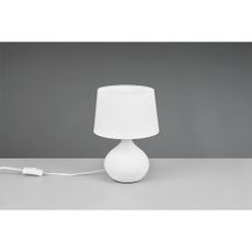 Biela stolová lampa z keramiky a tkaniny Trio Martin, výška 29 cm
