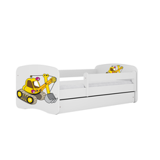 Kocot kids Detská posteľ Babydreams bager biela, varianta 80x160, bez šuplíků, s matrací