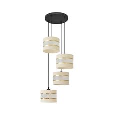 Luster na lanku HELEN 4xE27/15W/230V krémová/čierna/zlatá