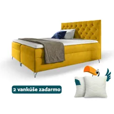 Wilsondo Čalúnená boxspring manželská posteľ s matracom Guliette - žltá Rozmer: 180x200