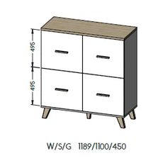 CAMA MEBLE Lotta 110 4D komoda biela / dub sonoma