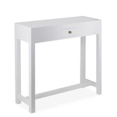 Estila Moderný obdĺžnikový konzolový stolík Blanc v bielej farbe so zásuvkou 80 cm