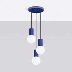 Sollux SL.1740 - Luster na lanku HALO 3xG9/8W/230V pr. 25 cm modrá