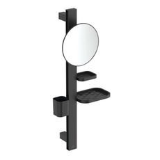 Ideal Standard ALU+ - Kozmetické zrkadlo s poličkou a pohárikom na kefky a pastu, hodvábna čierna BD589XG
