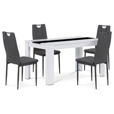 Jedálenský set 1+4, stôl biele lamino 138x80, stolička sivá 138x80, stolička cappuccino