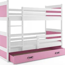 Interbeds Rico poschodová posteľ 200cm x 90cm borovicové drevo bielo-ružová