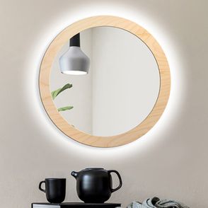 Zrkadlo Scandi Bold LED Wood o 100 cm