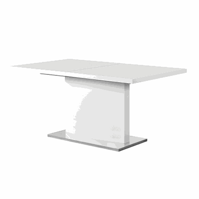 Rozkladací jedálenský stôl, biela vysoký lesk HG, 160-200x90 cm, KORINTOS