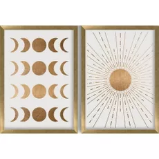 Súprava plagátov 2 ks v ráme 38x53 cm Moon & Sun – Wallity