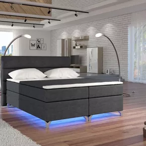 Posteľ Boxspring Amadeus + LED 200x180, šedá (látka - bao 04)