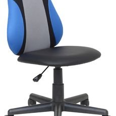 Carryhome OTOČNÁ STOLIČKA PRE MLÁDEŽ, kožený vzhľad, sieťovina, modrá, sivá, čierna
