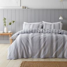 Sivé flanelové obliečky na jednolôžko 135x200 cm Ticking Stripe – Bianca