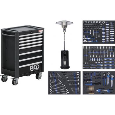 BGS 4208, Dielenský vozík Pro Exclusive | 8 zásuviek s 259 nástrojmi + 1 plynový ohrievač na terasu