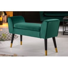 Estila Art-deco štýlová lavica Karen so zeleným zamatovým poťahom 90cm