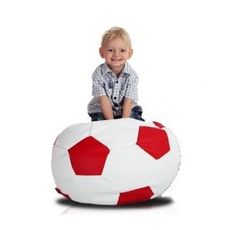 Sedací vak malá bielo červená futbalová lopta TiaHome
