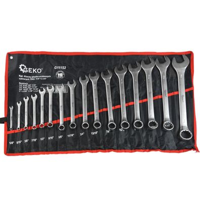 Kľúče Očkoploché súprava 16ks GEKO, 1/4"-1,1/4"