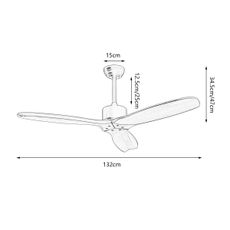 ZEVENTI - Stropný ventilátor CUENCA Wi-Fi Tuya čierna/dub + DO