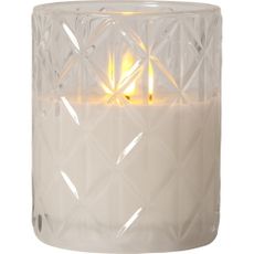 Biela LED vosková sviečka v skle Star Trading Flamme Romb, výška 12,5 cm