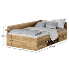KONDELA Boat 120 posteľový rám s úložným priestorom dub artisan