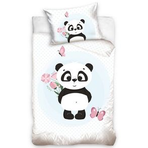 BedTex Detské bavlnené obliečky do postieľky Roztomilá Panda, 100 x 135 cm, 40 x 60 cm