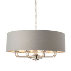 Endon 94415 - Luster na reťazi HIGHCLERE 8xE14/40W/230V šedá/lesklý chróm
