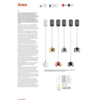 Redo 01-3550 - LED Luster na lanku AVES LED/12W/230V pr. 9,6 cm CRI 90 čierna