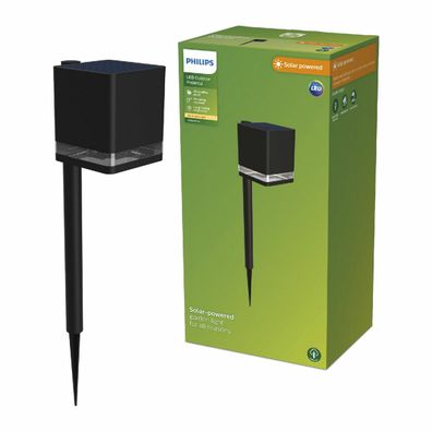 Philips Virona vonkajšie solárne stĺpové LEDsvietidlo čierne, 1,8 W, 200 lm, 2700 K