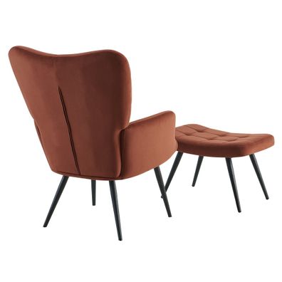 KONDELA Haben kreslo s podnožou hnedá (Velvet) / čierna