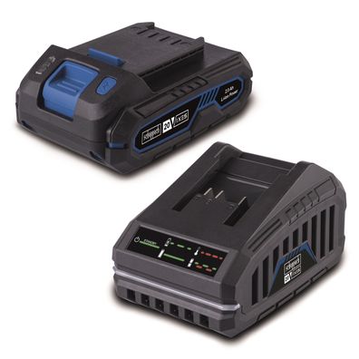 Scheppach SBSK2.0 20 V set nabíjačky 2,4 A a lítium-iónové batérie 2 Ah