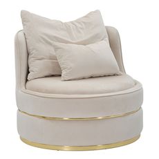 Estila Dizajnové kreslo Prestige v glamour štýle okrúhleho tvaru v béžovej farbe s dvoma vankúšmi 84 cm