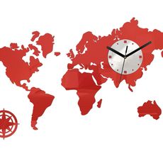 ModernClock 3D nalepovacie hodiny Mapa sveta červené
