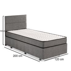 Jednolôžková posteľ Silver s úložným priestorom - sivá 120 x 200 cm