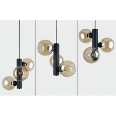 Luster na lanku TUBE 3xE27/60W/230V čierna/dymová béžová