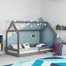 Interbeds Domček 1 detská posteľ Sivá 87x164