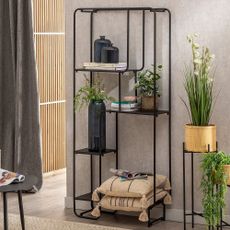 Čierny kovový regál 76x180 cm Sleco – Ixia