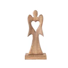InDecor Anjel z mangového dreva so srdcom, 32,5 x 14 x 5 cm