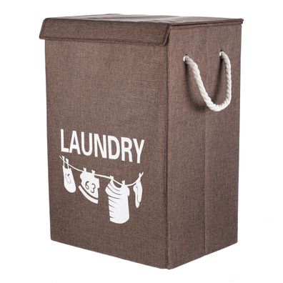 Kôš na bielizeň plátnový LAUNDRY 40 x 30 x 60 cm, hnedá