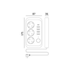 Rozbočovacia zásuvka s vypínačom LINEA 3x230V + 5xUSB A/C SCHUKO 3 m čierna